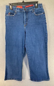 NYDJ Not Your Daughter's Jeans Women's 12 Blue Tummy Tuck Crop Rhinestones - Picture 1 of 17