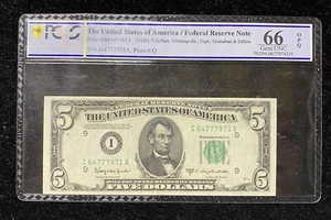 1950-D $5 Minneapolis Federal Reserve Note Fr#1965-I PCGS 66 - Picture 1 of 2