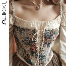 Floral Bustier Crop Top-French Vintage Corset Tops Lace Up Camisole Women Outfit