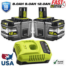 2Pack 12.0Ah Battery & charger For RYOBI P108 18V 9Ah High Capacity Lithium-ion