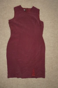 Patrick Collection Dress Womens 14 Silk Red Burgundy Sleeveless Shift Lined - Picture 1 of 10