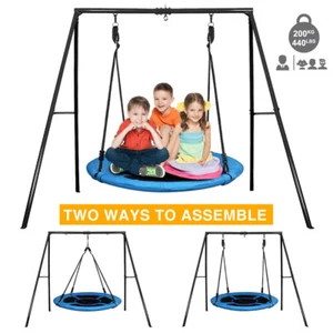 440lbs Metal Swing Set Heavy Duty Swing Stand Outdoor Backyard 40" Saucer Swing - Picture 1 of 11