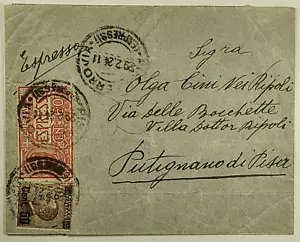1924 Italy to Putignano di Pisa Espresso Postal History Cover - Picture 1 of 2