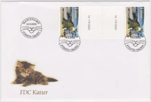 Aland FDC 2003 Pets Cat, Gutter Pair Mint - Picture 1 of 1