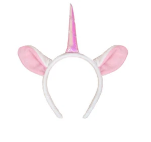 Unicorn Ears on Headband Fancy Dress Costume Pink White Horn Fantasy Animal - Picture 1 of 1