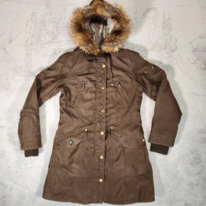 1 Madison Expedition Jacket Womens Small Brown Parka Faux Fur Hood Winter Ski - Picture 1 of 16