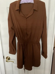 Hyfve Womens Brown Long Sleeve Button Down Romper Size S - Picture 1 of 6