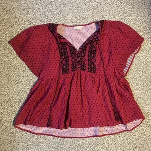 Knox Rose Damen Babydoll Top Gr. L Barbie Rosa Azteken Boho Quaste Flatter Punkte - Bild 1 von 8