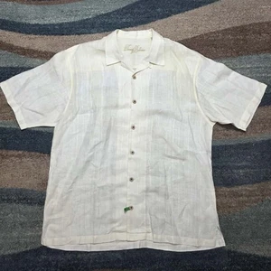 Camisa Tommy Bahama 100% Lino XL Blanca Manga Corta Botón Delantero Informal Resort - Imagen 1 de 8