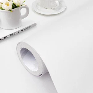 White Contact Paper Peel and Stick Wallpaper 15.7” x 118.1” Matte White Wallp... - Picture 1 of 9