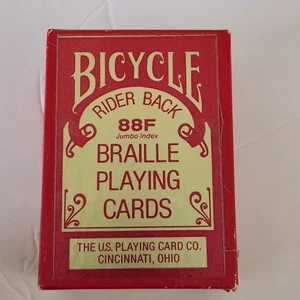 BRAILLE Playing Cards BICYCLE Rider Back 88F Red Box Complete Deck w/ Jokers 54 - Picture 1 of 4