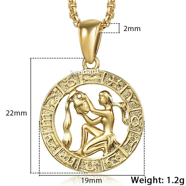 12 Horoscope Zodiac Sign 18K Gold Plated Constellation Pendant Necklace Foto 1 de 1