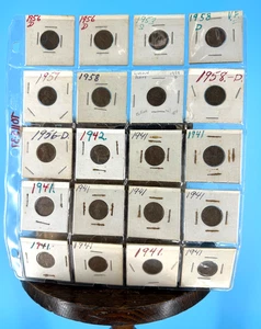 Vintage seltene One-Cent Penny Sammlung 1941 bis 1958 in Einlagen & Plastikhülle - Bild 1 von 2