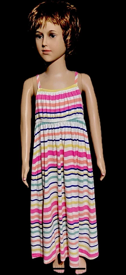 VESTIDO MAXI CHEROKEE TALLA 5 NIÑAS MULTICOLOR A RAYAS ~ CORREAS ENTRECRUZADAS ~🎀 N ESPALDA Foto 1 de 4