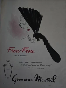 1952 Germaine Monteil Frou Frou Eau De Cologne Folding fan art vintage ad - Picture 1 of 1