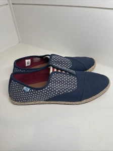 Toms Schuhe Damen 8,5 Palmera Americana Slipper Espadrille Loafer blau Canvas - Bild 1 von 10