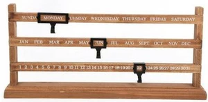 Vintage Perpetual Sliding Wooden Desk Calendar Rustic Gift Home Decor Calender - Picture 1 of 1