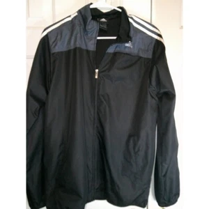 Vintage Adidas Windbreaker Jacket Full Zip Track Black White Stripes XL (18) - Picture 1 of 3