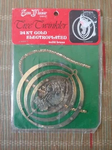 Sun Flower Brand Tree Twinkler ornament 24 KT GOLD ELECTROPLATED solid bras - Picture 1 of 7