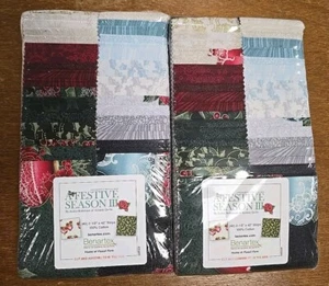 2 X Benartex Festive Season Precut Strip Pie / jelly roll 100% Cotton & Metallic - Picture 1 of 7