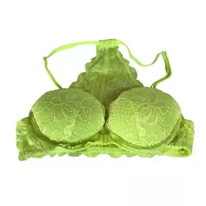 VICTORIAS SECRET PINK ~ WOMENS 34A ~ NEON YELLOW LACE RACERBACK BRA BRALETTE - Picture 1 of 5