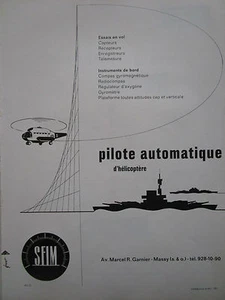 1962-63 PUB SFIM AUTOMATIC PILOT HELICOPTER AUTOPILOT FRANZÖSISCHE ANZEIGE - Bild 1 von 1
