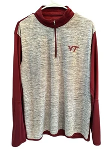 Virginia Tech Hokies Men's Gray Lightweight Quarter-Zip LS Shirt Sz Large - Picture 1 of 11