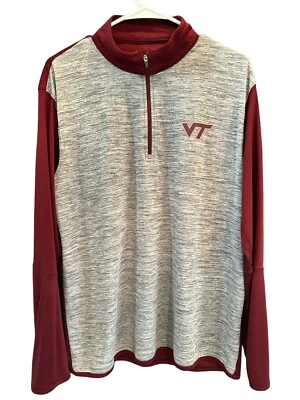 Camisa Virginia Tech Hokies Para Hombre Gris Ligera Cuarto Cremallera LS Talla Grande Foto 1 de 4
