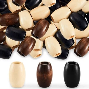 Syhood 60 Pcs Large Hole Wooden Beads 30 x 20 mm Wooden Macrame Beads Loose W... - Picture 1 of 7