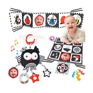 Black and White High Contrast Baby Toys 0-6 Months with Mirror, Crinkle and R... - Picture 1 of 7