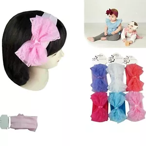 6 pieces Newborn Baby Girl Headband Elastic Head wrap Wear Lace Bow 5" Hairband - Picture 1 of 4
