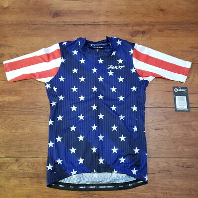 Camiseta deportiva de ciclismo Zoot para mujer mediana aerodinámica EE. UU. elástica estrellas suaves rayas 83 M Foto 1 de 4