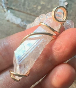 *RARE BEAUTIFUL DANBURITE GOLDEN RUTILE IN QUARTZ & HIMALAYAN QUARTZ NECKLACE* - Picture 1 of 9