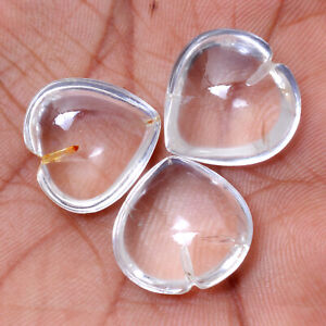 19MM Clear Quartz Crystal Heart polished half drilled semi Precious  Gemstone