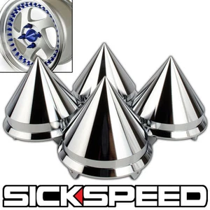 4 PC SPIKED CENTER WHEEL CAPS FOR TIRES/WHEELS/RIMS CHROME SPIKE P12 - Picture 1 of 1