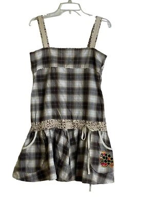 BUFFALO By David Button Ladies Plaid Floral Dress Embroidered Pockets Sz M   NWT - Image 1 of 4