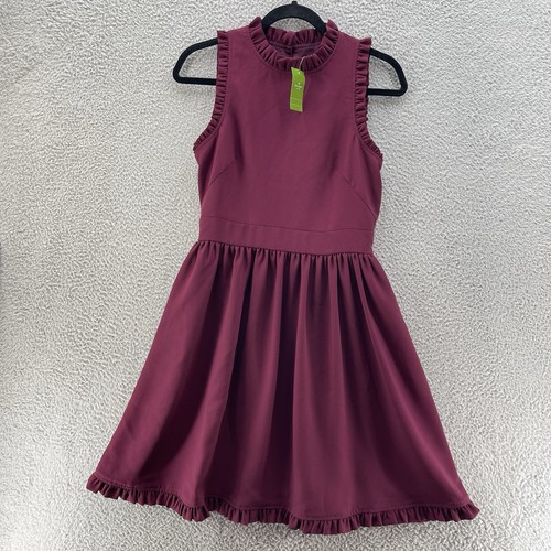 Abito Kate Spade con volant donna 4 bordeaux Deep Ma ciliegia preppy vacanze Natale