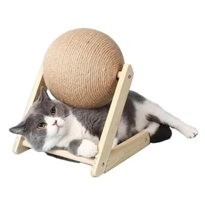 Katzen Kratzspielzeug Sisal Holz Dreieck mit Ball Robust Kratzbrett Indoor - Bild 1 von 4