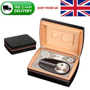 20-30CT Cedar Wood Cigar Humidor Case Cutter Ashtray Hygrometer Humidifier Box - Picture 1 of 12
