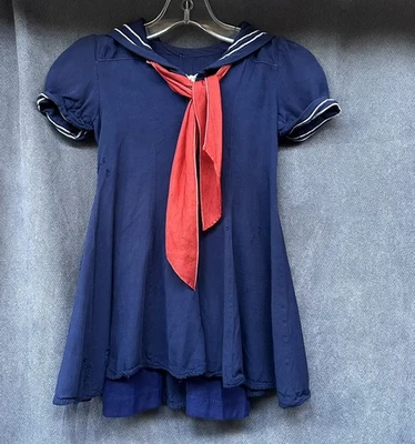 Vestido marinero de seda antiguo de colección como está con pantalones para exhibición Foto 1 de 4