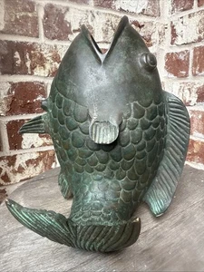 Bronze KOI KARPFEN Fischform Vase Skulptur schwer Mid Century Modern Patina Vintage - Bild 1 von 12
