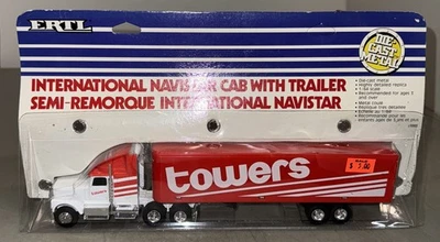 Remolque tractor ERTL TOWERS INTERNATIONAL NAVISTAR 1989 CABINA #9988 ~ Nuevo de Lote Antiguo Foto 1 de 4