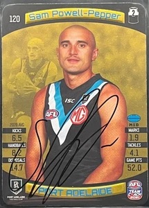 Autógrafo Sam Powell-Pepper Port Adelaide Power firmado en tarjeta DORADA 2021 - Imagen 1 de 1