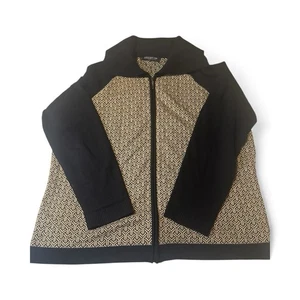 Suéter para mujer JONES NEW YORK negro y tostado con cremallera completa brillante plateado talla 2X - Imagen 1 de 9