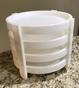 Set Of 4 Tupperware Round Divide A Rack Pie Stackers Carriers White 10" - Picture 1 of 2
