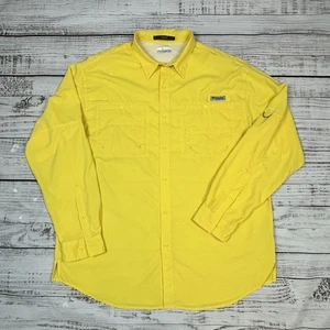 Columbia Tamiami Shirt Sz 2XT Yellow PFG Vented Fishing Long Slve Roll Tab XXLT - Picture 1 of 11