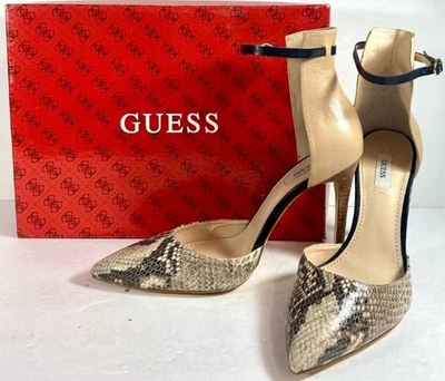 Tacones con correa al tobillo de piel de serpiente Guess talla 9,5 Foto 1 de 4