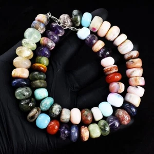 Pink Australian Opal & Amethyst 760.00 Cts Beaded Beautiful Necklace RK 06 E694 - Picture 1 of 3