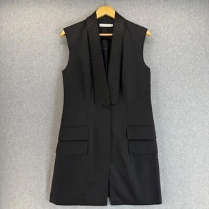 Anne Fontaine Sleeveless Longline Blazer Vest Jacket Black Career Office Size 42 - Picture 1 of 18