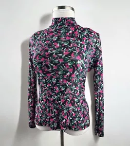 Diane von Furstenberg geblümte Netzbluse Stehkragen durchsichtig Langarm Oberteil Large - Bild 1 von 21